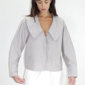 Deiji studios collared tie shirt - seas stripe